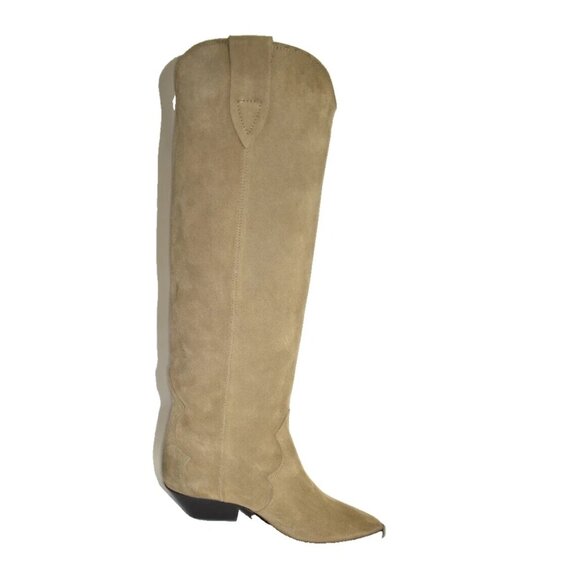 New! Isabel Marant Denvee 40MM Suede Tall Western Boot Tan Taupe Size 36 6 DD478 - Picture 4 of 6